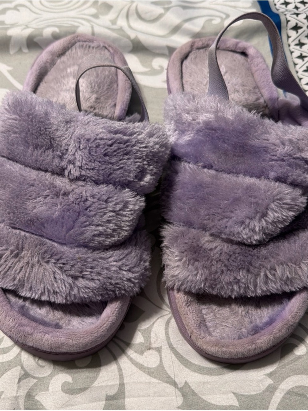 Cozy Plush Lavender Slide Slippers with Back Strap